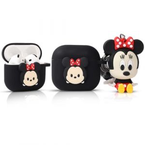 LEWOTE Compatible avec Apple Airpods 4 Housse de protection amusante Mignonne 3D Dessin anim&eacute; Coque Couverture avec porte-cl&eacute;s Poup&eacute;e (Minnie) (Derhom, neuf)