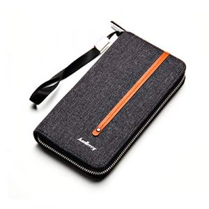 FANDARE Vintage Portefeuille Homme Longue Pochette Besace Porte Monnaie Toile Porte de Billets Porte-Monnaie Porte-Carte de Cr&eacute;dit Bourse Noir (BEWMER S.R.L., neuf)