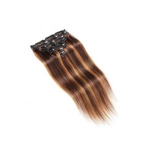 Extensions de cheveux raides &agrave; clipser for femmes, cheveux br&eacute;siliens vierges avec 18 clips, double trame en dentelle, 100 g Hair Extensions(14inch) (xiaoxiwenuk, neuf)
