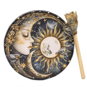 Tambour chamanique créatif fait à la main, tambour totem fait à la main, tambour totem fait à la main, tambour à main avec de tambour pour musique chamanique 25,4 cm (ziokuga, neuf)