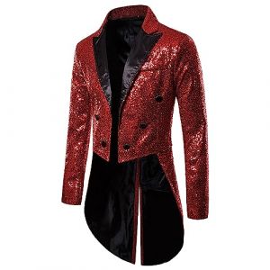Veste Queue De Pie Homme Blazer De Prince Paillettes Brillant Veste &agrave; Manches Longues Manteau Costume Halloween F&ecirc;te Party Club Spectacle S-XXL (extensivc, neuf)