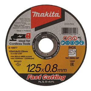 Makita E-10877-12 Elite Lot de 12 disques à tronçonner ultra fins Z60U Inox 125 mm x 0,8 mm x 22,23 mm (IMET_STORE, neuf)