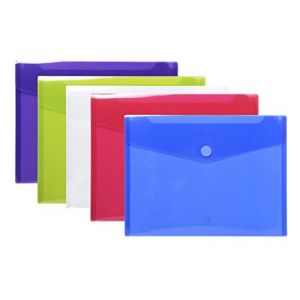 Exacompta - R&eacute;f. 56420E - Carton de 50 pochettes enveloppes fermeture scratch et rabat - En PP souple - Dimensions d'une pochette : 24 x 31,5 cm - Format &agrave; classer A4 - Couleurs assorties (Stock Bureau Maison Bien-&ecirc;tre, neuf)