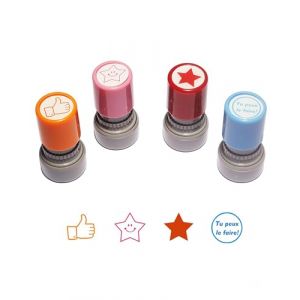 Lot de 4 Tampons Enseignants Fran&ccedil;ais, Auto Encreur Tampons Enseignant Maternelle Cadeau pour Professeur Tampon Ecole Encourager &Eacute;l&egrave;ves &ndash; Multicolore (Jia Yuan Da, neuf)