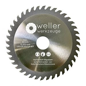 Weller Werkzeuge Lame de scie circulaire en métal dur de 125 mm, 40 dents, TCT, convient pour l’aluminium, le cuivre, le bois, les métaux non ferreux, disque à tronçonner (WELLERWERKZEUGE, neuf)