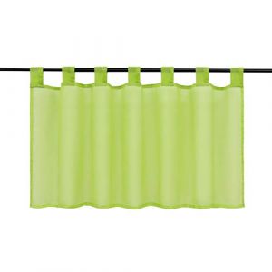 Joyswahl Eva Rideau Brise-Bise Uni &agrave; Passant sans Per&ccedil;age Passe Tringle en Polyester Transparent Court Voilage D&eacute;cor pour Chambre Cuisine 1 Pi&egrave;ce Vert Jaune HxL 30x120CM (Joyswahl, neuf)