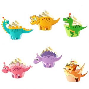 YUVKIN 12 pi&egrave;ces caissettes &agrave; muffins dinosaures pour enfants caissettes muffins papier cupcake moule (HerEdit, neuf)