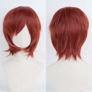 Perruque Bang universelle de 30 cm/11,8 pouces, perruque de cheveux courts superposés for Cosplay, usage quotidien, style de fête(Red) (LEDUODUO, neuf)