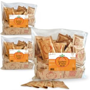 Sucre & Proverbes 20tipici - 300 Sachets Sucre de canne 5gr avec phrases et citations italiennes - Sachets unidoses 3 x 500G (1,5KG/300 Sachets, CASSONADE) (Lagunashop, neuf)