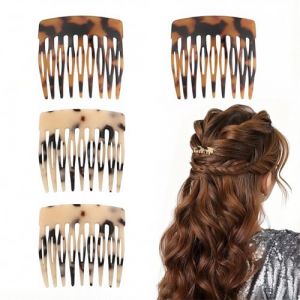 Xanthelle Peigne &agrave; cheveux &agrave; enfiler, lot de 4 peignes fran&ccedil;ais, barrette &agrave; cheveux fran&ccedil;aise, peigne &agrave; cheveux, pince &agrave; cheveux fran&ccedil;aise, maintien ferme pour chignon et coiffure (senyanjinshangmaoyouxiangongsi, neuf)