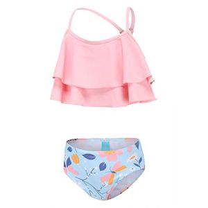 Aisyee Bikini Enfant Fille Maillot 2 Piece Fille Maillot de Bain hawaïen Fleuri Fille Maillot de Bain de Plage Maillot de Bain Fille 13 14 Ans (ZhouKe Maoyi, neuf)