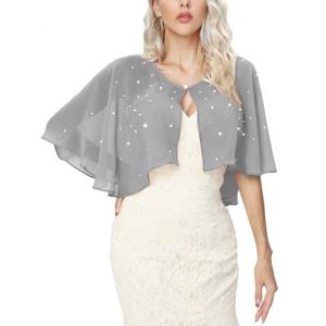 Heersan Boléro Femme Chic et Elegant Cardigan en Mousseline de Soie Gilet à Manches 3/4 Boléro et Châle pour Robe de Soirée et de Mariage (HEERCHEN, neuf)