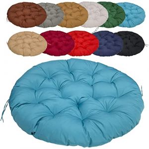 Coussin Fauteuil Papasan 180cm/70.86in, Coussin Fauteuil Rotin Rond, Épaissir Antidérapant Facile à Nettoyer, pour Balcon, Tatami, terrasse, Baie vitrée, Salon, Sol - Paon Bleu (Love Life &am; Enjoy TH WolD, neuf)