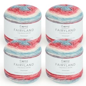 Coopay Fil d&eacute;grad&eacute; de couleur, 400 g (4 x 100 g) de laine pour crochet, d&eacute;grad&eacute; de couleur, super douce, fil &agrave; crochet, laine pour tricot &eacute;l&eacute;gant, pulls, chapeaux, &eacute;charpe, rouge et bleu (YutongTech, neuf)