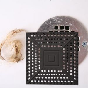 iAnomla Carré Silicone Attrape Cheveux Douche, Protection de Drain Filtre Evier, Universel Filtre à Cheveux pour Salle de Bain, Baignoire, Cuisine, Noir (iAnomla, neuf)