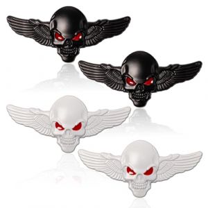 Neikafan 4 Pièces Autocollant Tête de Mort 3D pour Voitures, Motos et Casques - Stickers Skull (Dofu, neuf)