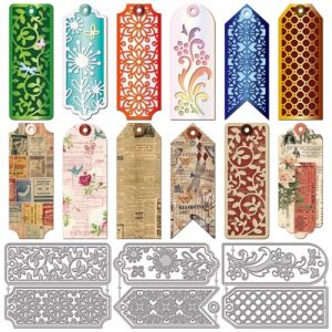 GLOBLELAND Matrices de D&eacute;coupe pour Marque Pages &agrave; Motifs : Fleurs Vignes et Bordures Vari&eacute;es. Cadres pour Marque Pages en M&eacute;tal. Gabarit pour la Cr&eacute;ation de Cartes la D&eacute;coration le (GLOBLELAND FR, neuf)