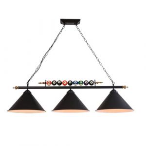 Suspension Luminaire pour Table De Billard Lampe De Billard Suspendue 120CM 3 Abat-Jour en Métal Noir Mat Lustre Vintage De Style Industriel pour Table De Snooker, Îlot De Cuisine, Table À Manger (Linxianlianfazhuanghuangcailiaoxiaoshoudian, neuf)