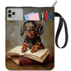 craspire Pochette de Livre Rigide pour Chien avec Fermeture &Eacute;clair et Poche Suppl&eacute;mentaire Lavable en Tissu Imprim&eacute; Recto Verso pour Livres de Poche Rat de Biblioth&egrave;que 11 x 8.6(5) cm (CRASPIRE FR, neuf)