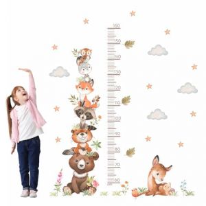 Sticker mural pour enfant - Motif animaux - Taille 60 &agrave; 160 cm - Toise adh&eacute;sive - &Eacute;tanche - Animaux de la for&ecirc;t - Tableau mural - Altim&egrave;tre - Tailles pour chambre de b&eacute;b&eacute; et enfant (jiayongrui, neuf)