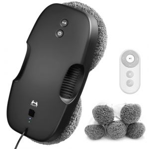 Hutt DDC5 Robot Nettoyeur Vitre, Robot Laveur de Vitre Automatique, Système de Sécurité, Navigation Intelligente, Télécommandé, pour Toutes Les Surfaces Lisses, avec 12 Chiffons (HUTT FR Centre, neuf)
