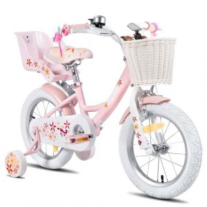 JOYSTAR Vélo Licorne 16" pour Fille de 5-7 Ans, vélo Enfant avec siège de vélo de poupée et Roues stabilisatrices, Rose (Dukee_EUSALE, neuf)