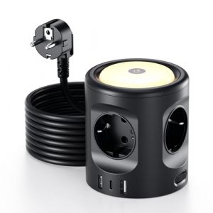 Multiprise avec Interrupteur, Sameriver Tour Multiprise 4 Prises et 3 USB Ports, Multiprise Parafoudre et Surtension avec Veilleuse LED,16A Rallonge Electrique 3M Câble à la Maison et au Bureau (FEFEI1, neuf)