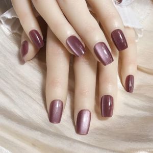Pure Handmade Lot de 10 faux ongles réutilisables à coller avec strass scintillants - Rose dégradé et éblouissant - Faux ongles à coller - Pointe française - Taille S - Q240 (TOPA Digital, neuf)
