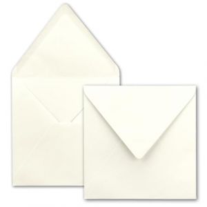 150x Enveloppes carrées blanc naturel (blanc) - 15,5 x 15,5 cm - sans fenêtre, à collage humide - 110 g/m² - Pour les cartes d'invitation de mariage, d'anniversaire et autres -Serie FarbenFroh (GUSTAV NEUSER GmbH, neuf)
