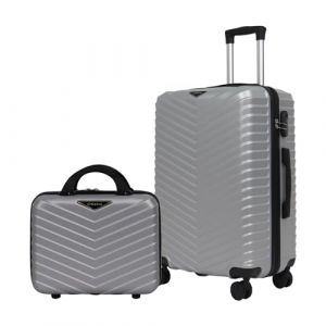 STRAVIA Valise Cabine Small 45 cm + Vanity 30 cm &ndash; Set Bagage &agrave; Main Avion &ndash; ABS l&eacute;gers et r&eacute;sistants &ndash; Serrure &agrave; Code s&eacute;curis&eacute;e &ndash; 4 Roues Double Ultra fluides Gris 46 x 32 x 20 cm / 32 x 29 x 10 cm (ERVEL eu, neuf)