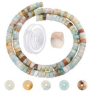 SUNNYCLUE 1 bo&icirc;te de Fabrication de Bracelets Extensibles &agrave; Faire soi-m&ecirc;me, Comprenant 1 Brin d'amazonite Jasper Heishi, Disque de Perles d'espacement et 1 Rouleau de Fil &eacute;lastique de Perles (SUNNYCLUE  FR, neuf)