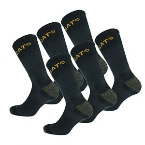 Caterpillar Premium Socks 6 Paires de chaussettes de sécurité au travail pour hommes, double renfort sur la pointe et le talon, Coton d'excellente qualité (Anthracite, 39-42) (Naduf, neuf)