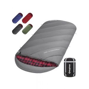 KingCamp Sac de Couchage pour Adultes Enfant Flanelle de Coton 3-4 Saisons Ultralight Extra Large Sac de Couchage Camping Chaud Compact Portable Grand Froid pour Camping Randonnée Extérieur Intérieur (KingCamp EU, neuf)