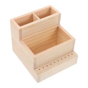 VICASKY Boîte de rangement pour outils de beauté - Porte-brosse à ongles - Rangement d'outils à ongles - Organiseur pour perceuse à ongles - Mallette pour perceuse à ongles - Bois beige (Belicious Helper, neuf)