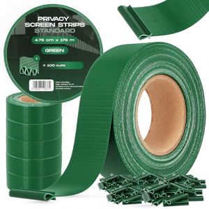 Brise-Vue Occultant 4,75 cm x 175 m Bande Film Clôture Jardin Balcon Double Fil Barreaux 100 Clips Fixation Protection Solaire Contre Vent Intempéries Rouleau (Instalguru-fr, neuf)