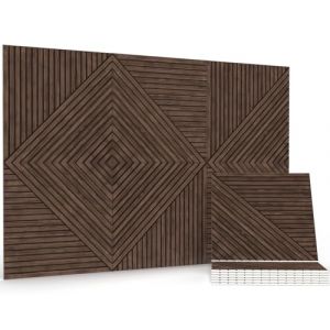 JBER Lot de 6 panneaux acoustiques, autocollants et décoratifs et insonorisants, pour bureau, studio d'enregistrement, salon, chambre à coucher, 180 x 120 cm, noyer foncé (DSCL EU, neuf)