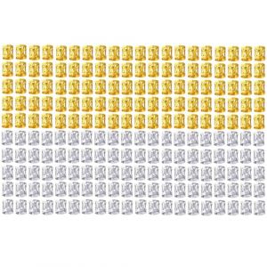 200 Pi&egrave;ces Bijoux Cheveux,Bijoux Cheveux Tresse,Aluminium Anneaux de Tresse de Cheveux pour Cheveux, Bijoux Dor&eacute;, Anneau, Tresse Africaine, Bague(Or et Argent) (cailiya, neuf)