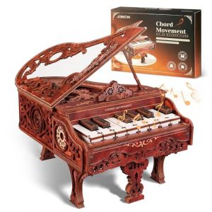 Puzzles en Bois 3D FUNPOLA pour Adultes Kit de modèle de Piano jouable, Piano mécanique en Bois avec Clavier Fonctionnel, décoration intérieure Puzzle 3D Cadeaux de Adultes et Enfants (Standard) (Moozica EU, neuf)