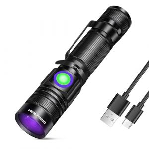 DARKBEAM Lampe de poche UV 395 nm à lumière noire rechargeable par USB, mini lampe à LED portable avec clip – Résine de durcissement, détecteur pour urine de chien, scorpions, taches, ambre (Beam of DAKELI, neuf)