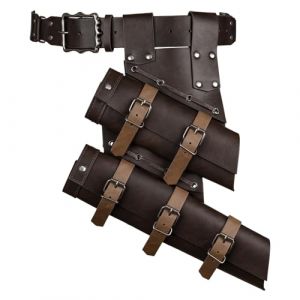 HiiFeuer 2 Pi&egrave;ces Porte-&Eacute;p&eacute;e Double M&eacute;di&eacute;val - Housse d'&Eacute;p&eacute;e R&eacute;glable pour Ceinture Renaissance - &Eacute;tui &agrave; &Eacute;p&eacute;e pour Cosplay & LARP (Brun Fonc&eacute; A) (HiiFeuer, neuf)