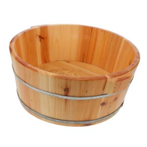 Alipis Bassine En Bois Pour Bain De Pieds 36 Cm De Diam&egrave;tre 16 Cm De Hauteur Immersion Profonde Spa Maison Voyage (Dahlia Oiye, neuf)