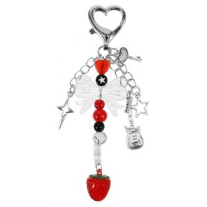 KGDUYC Y2K Porte-clés esthétique fraise papillon accessoires ours guitare porte-clés mignon pour filles femmes pendentif sac pendentif, pendentifs téléphone portable, rouge (Qertyias OÜ, neuf)