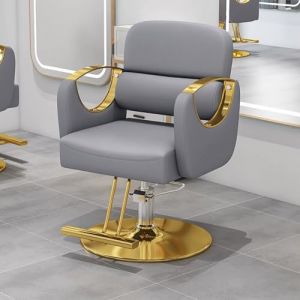 PA-DABAOO Fauteuil De Coiffure Pour Salons Professionnels Et Salons De Coiffure, Fauteuil De Barbier Hydraulique Pour Coiffeur, Fauteuils De Coiffure Avec Cadre Robuste, Hauteur Réglable,Gris (Panda-Dabaoo, neuf)