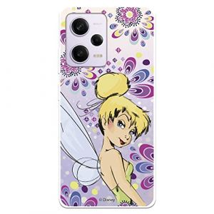 Coque pour Xiaomi Redmi Note 12 Pro 5G officielle Disney F&eacute;e Clochette Fleurs pour prot&eacute;ger votre t&eacute;l&eacute;phone portable Coque en silicone transparent souple sous licence officielle Peter Pan (La Casa de Las Carcasas, neuf)