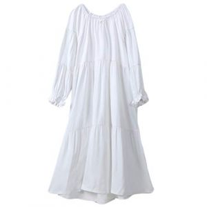 Gaga city Chemise de Nuit Fille Blanche Coton Pyjamas Vintage &agrave; Manches Longues Princesse V&ecirc;tements de Nuit pour Enfants 90-150cm (Gagacity, neuf)