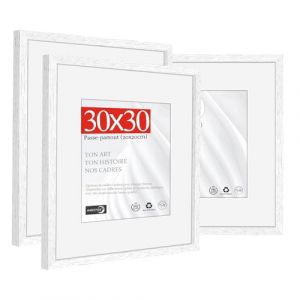 HIMEETIME&reg; 3x Cadre Photo Bois Blanc 30x30cm,avec verre Acrylglas,avec passe-partout,pour photos de 20 x 20 cm,&agrave; suspendre verticalement ou &agrave; suspendre,photos/affiches,collages (XianghuaART, neuf)