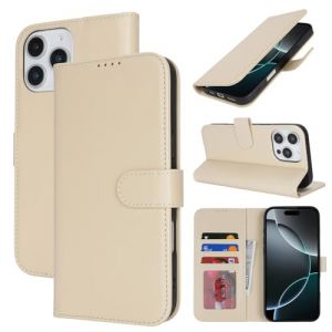 Zouzt Coque pour iPhone 14 Pro Housse Portefeuille, Cuir PU Premium Etui de Protection [B&eacute;quille] [Fentes pour Cartes] Etui &agrave; Rabat pour iPhone 14 Pro - Blanc Cass&eacute; (malepeak, neuf)