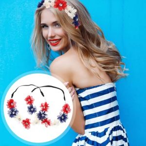 UKCOCO 2 pi&egrave;ces Bandeaux Fleuris Patriotiques &Eacute;lastiques Accessoires pour F&ecirc;te de Ind&eacute;pendance Unique Confortable et Filles (Fruitscher, neuf)