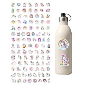 HUVZOR 100Pcs Licorne Cool Mignon Autocollants Esthétiques, Autocollants Imperméables, Ordinateur Portable, Bouteille d'eau, Téléphone, Autocollants De Planche À roulettes (Volumetech OU, neuf)