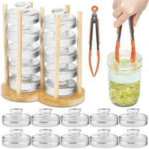 Artcome Lot de 10 poids de fermentation en verre avec poignée facile à prendre en main et texture unique pour bocaux Mason à large ouverture – Galets de cornichons avec organisateur de poids en verre (Artcome EURO, neuf)
